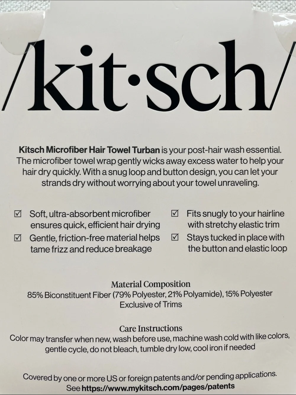 Kitsch Microfiber Hair Towel Turban - Black, Brown, Cream